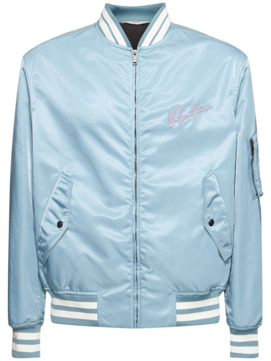LuisaViaRoma ValentinoBomber varsity in seta con logo ricamato