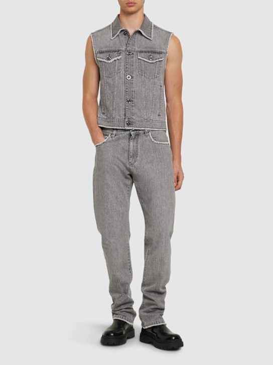 LuisaViaRoma VersaceJeans Dritti In Denim Di Cotone Stonewashed
