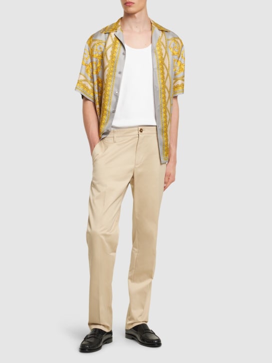 LuisaViaRoma VersacePantaloni Dritti Casual In Gabardina Di Cotone
