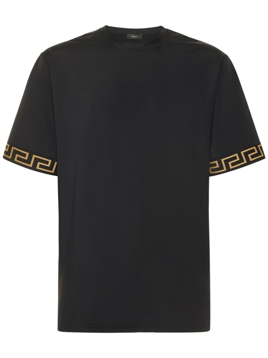 LuisaViaRoma VersaceT-shirt in techno stretch con greca e logo