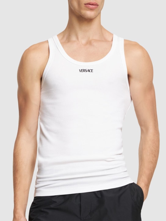 LuisaViaRoma VersaceTank Top In Misto Cotone A Costine