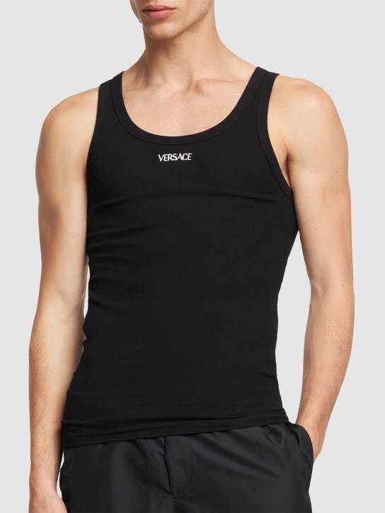 LuisaViaRoma VersaceTank Top In Misto Cotone A Costine