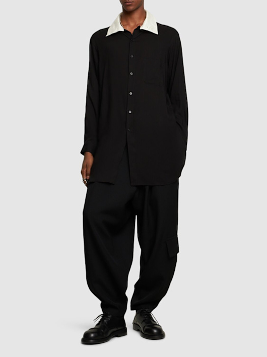 LuisaViaRoma Yohji YamamotoCamicia In Misto Cotone Con Colletto Rialzato
