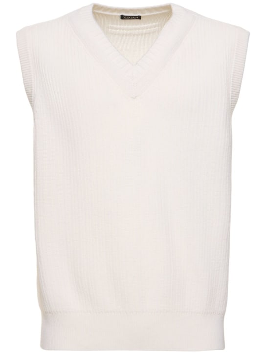 LuisaViaRoma ZegnaGilet in maglia di cashmere e cotone a costine