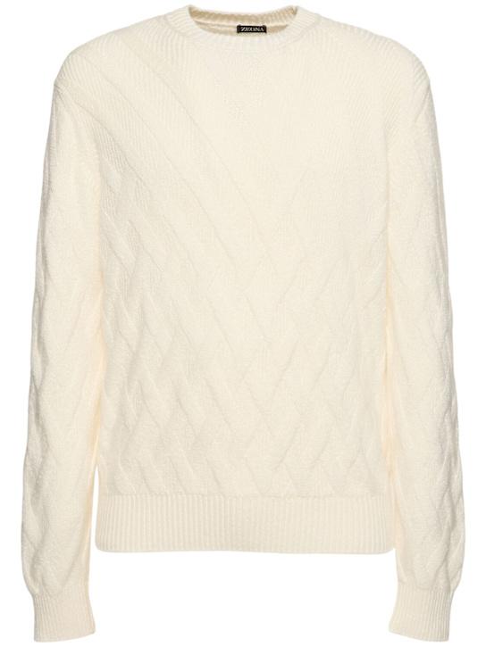 LuisaViaRoma ZegnaMaglia girocollo in cotone con design geometrico