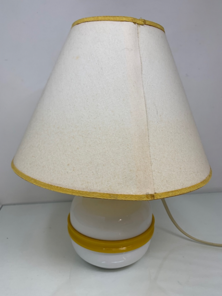 Mercatopoli Abat Jour Metallo Smaltato Bianco Linea Gialla