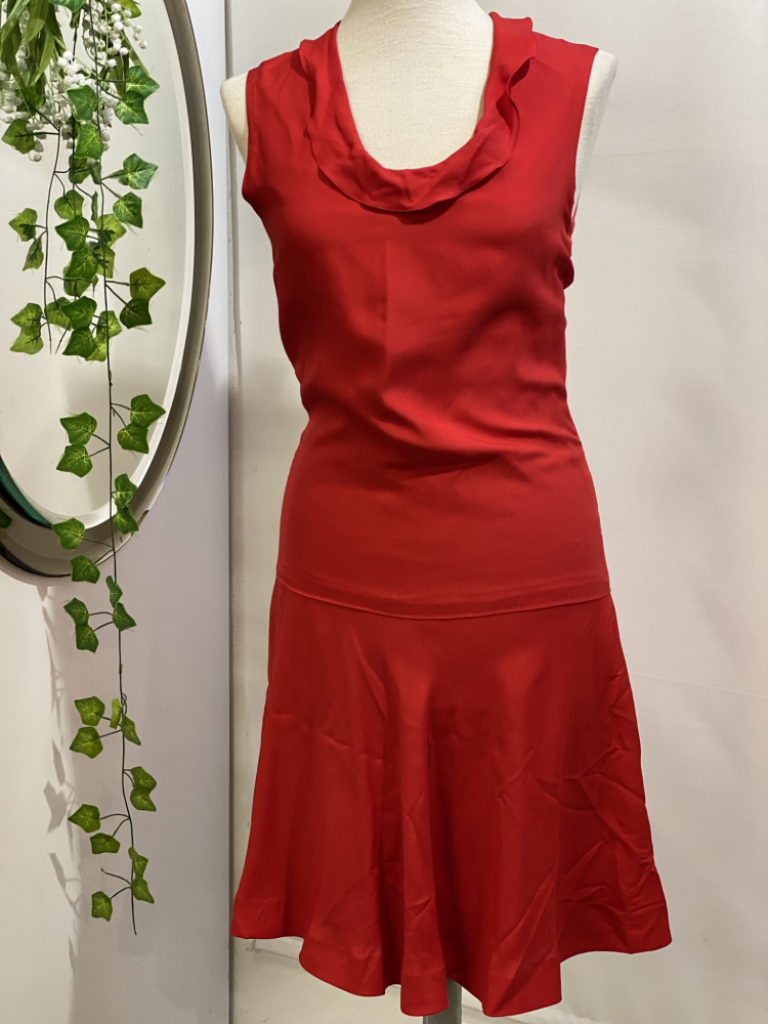 Mercatopoli Abito Sartoriale Rosso Pura Seta Smanciato Donna Tg 44