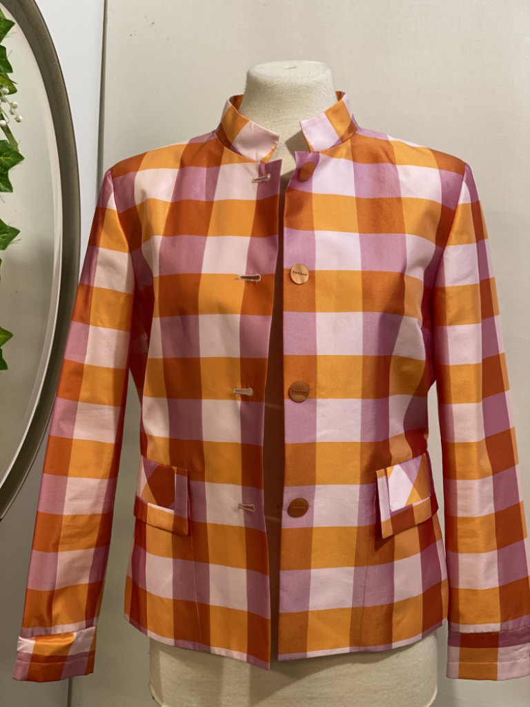 Mercatopoli ALVIERO MARTINI Giacchetta Quadri Arancione Rosa Perla Donna Tg 44/46