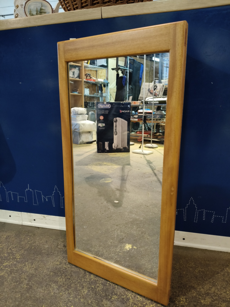 Mercatopoli ANGOLIERA IN LEGNO MARRONECHIARO DA BAGNO DA PARETE CON SPECCHIO TRE RIPIANI INTERNI 40X80