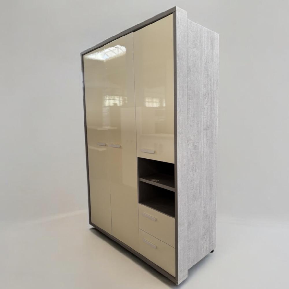 Mercatopoli ARMADIO 2 ANTE + 1 CON CASSETTIERA SOTTOSTANTE GRIGIO E CREMA