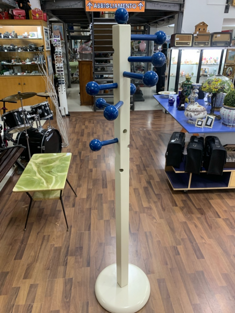 Mercatopoli Attaccapanni Vintage Design Con Staffe Legno Blu Rimuovibile