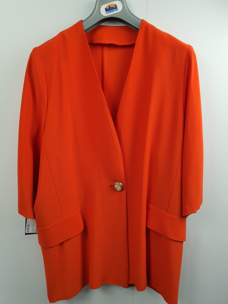 Mercatopoli Blazer Arancione Anni 90 Manica 3/4 Donna Tg L