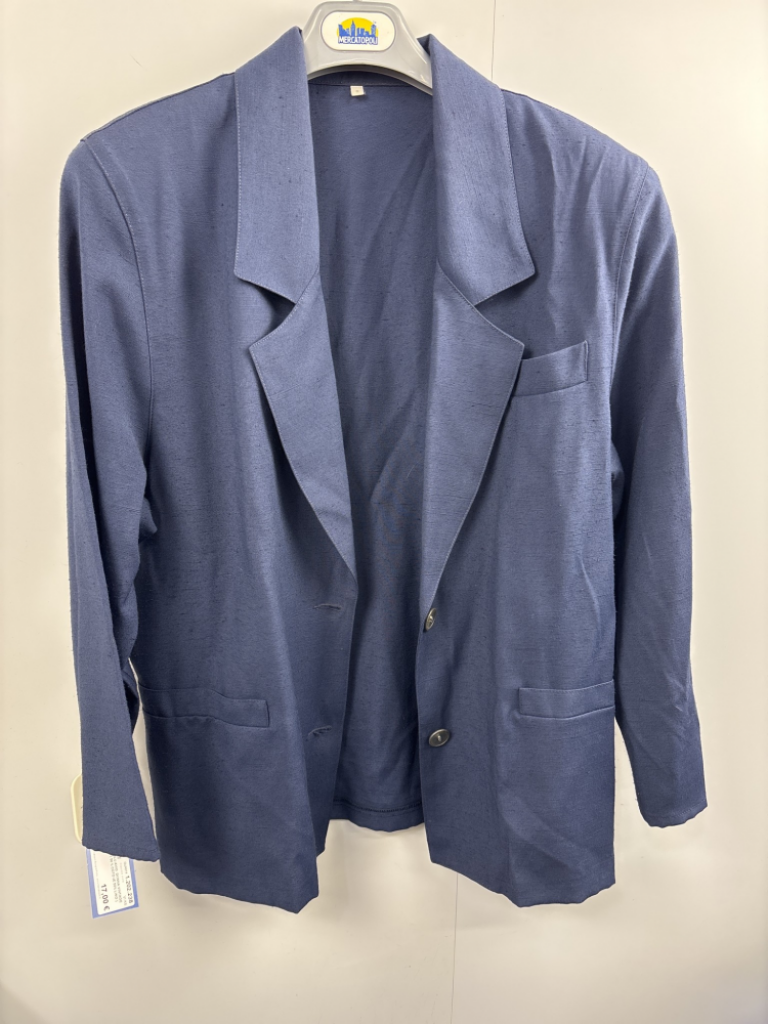 Mercatopoli Blazer Blu Avio Donna Vintage Tg L /xl ( 50 % Cotone 50% Lino )