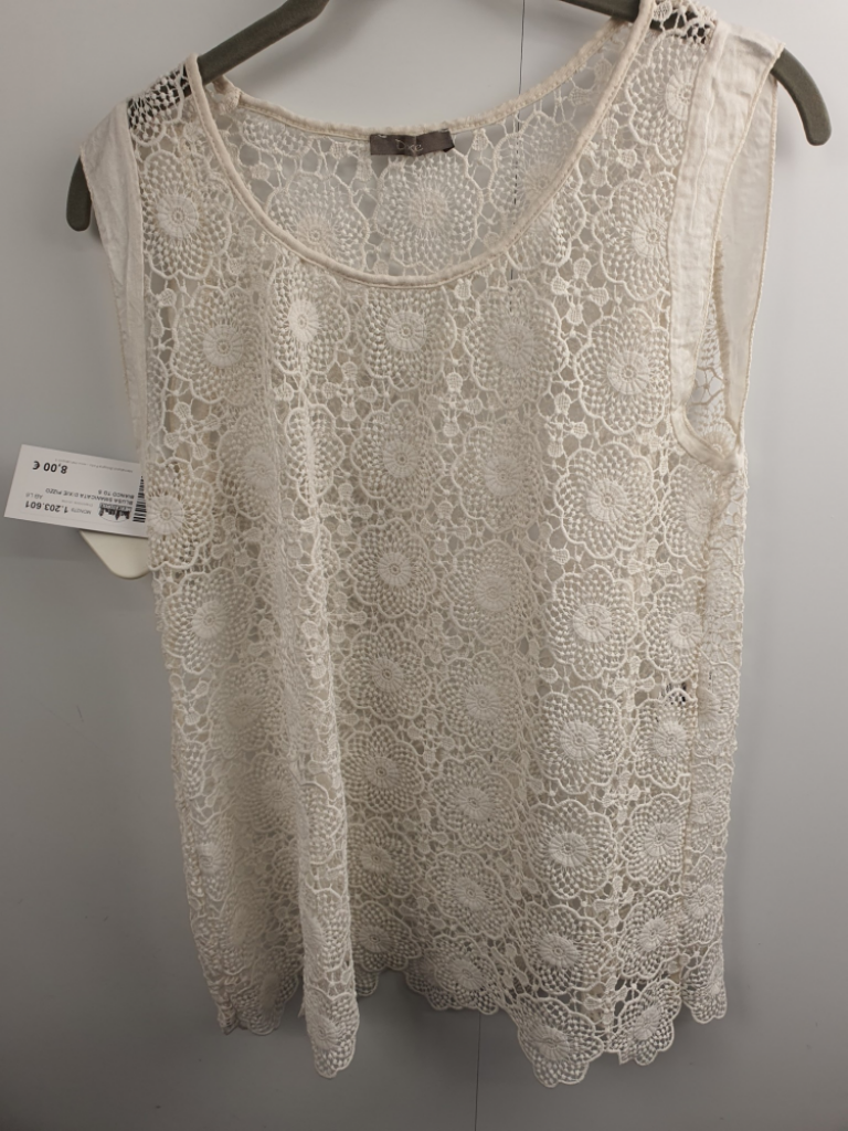 Mercatopoli Blusa Smanicata Dixie Pizzo Bianco Tg S