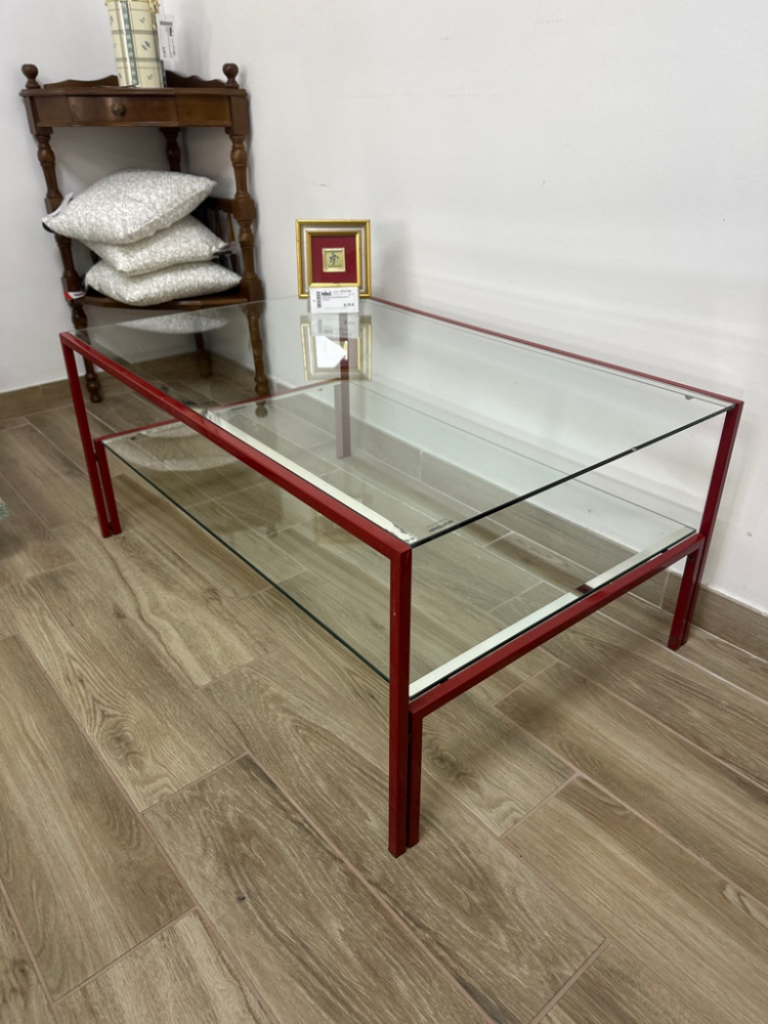 Mercatopoli Bontempi Tavolino Vintage 2 Ripiani Metallo/Vetro L90 H40 P60