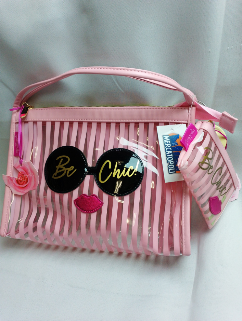 Mercatopoli Borsa Camomilla Righe Rosa Con Pochette Be Chic