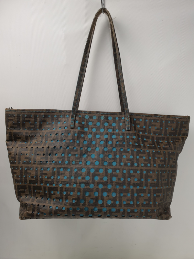 Mercatopoli Borsa Fendi Roll Bag Telacerata Laserata Fodera Turchese Macchiata Manici Angoli Usurati