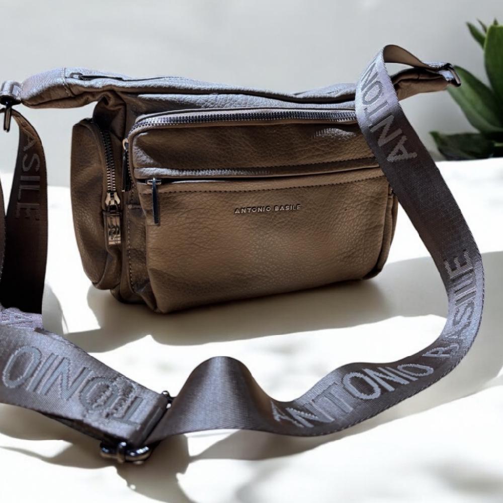 Mercatopoli BORSA IN PELLE MARRONE ANTONIO BASILE A TRACOLLA