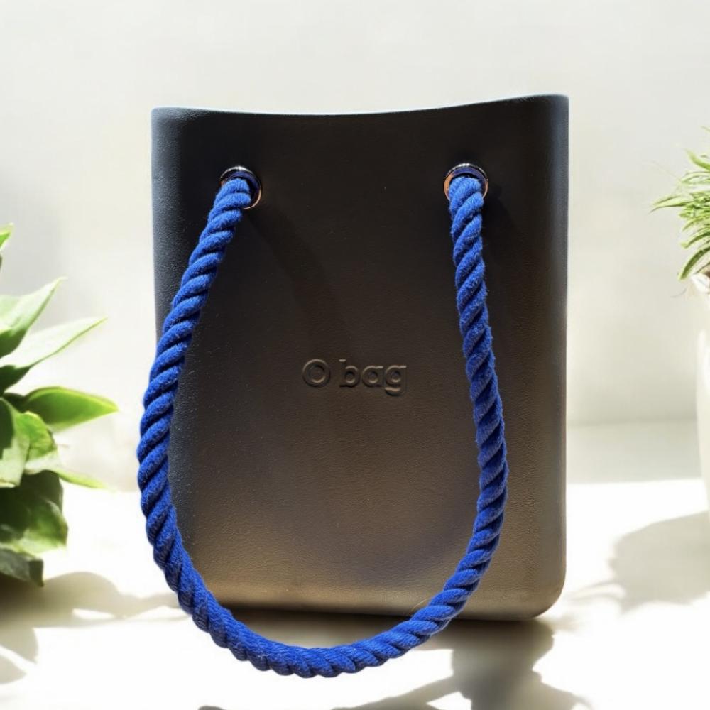 Mercatopoli BORSA O BAG FANGO CON MANICI IN CORDA AZZURRI