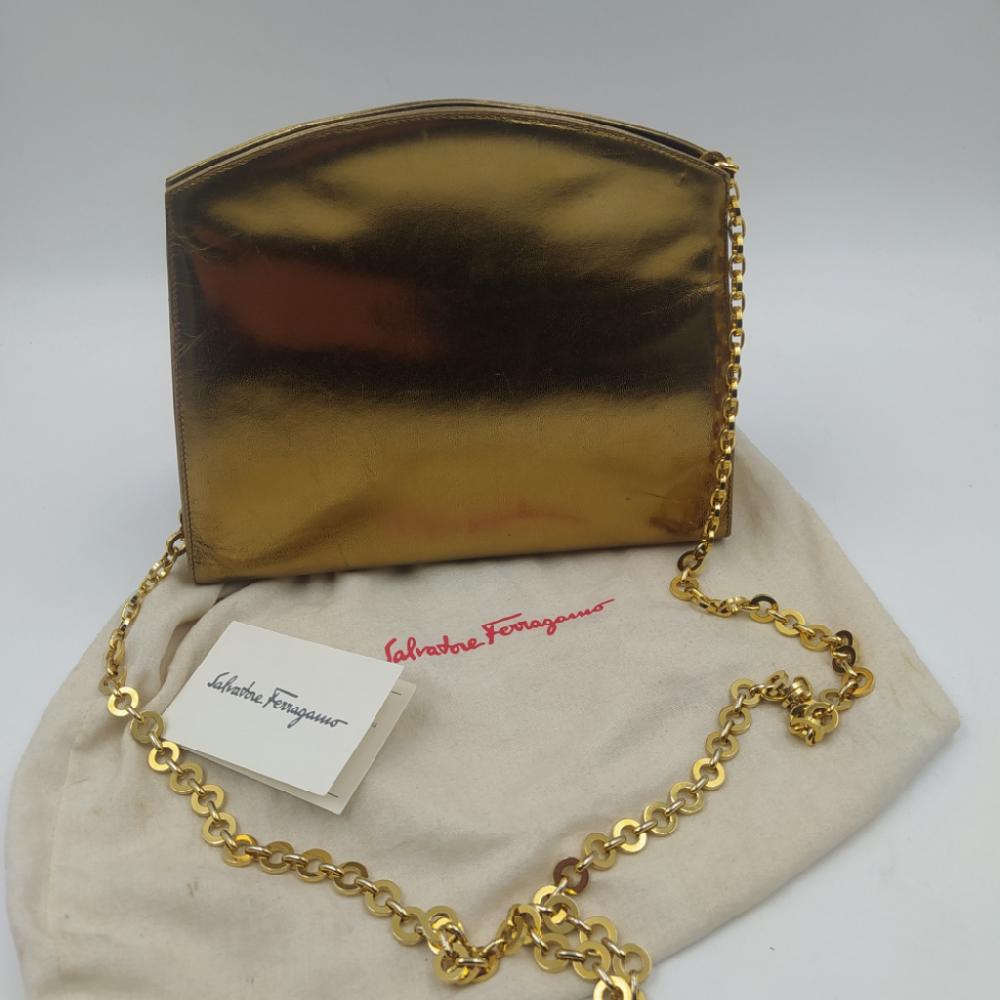 Mercatopoli Borsetta Ferragamo Oro Scurotracolla Catena Dorata 1 Piccola Scoloritura