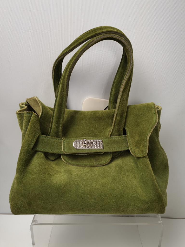 Mercatopoli Borsetta Pelle Scamosciata Verde Prato St Tropez Cm 23x10x15 Modello Kelly