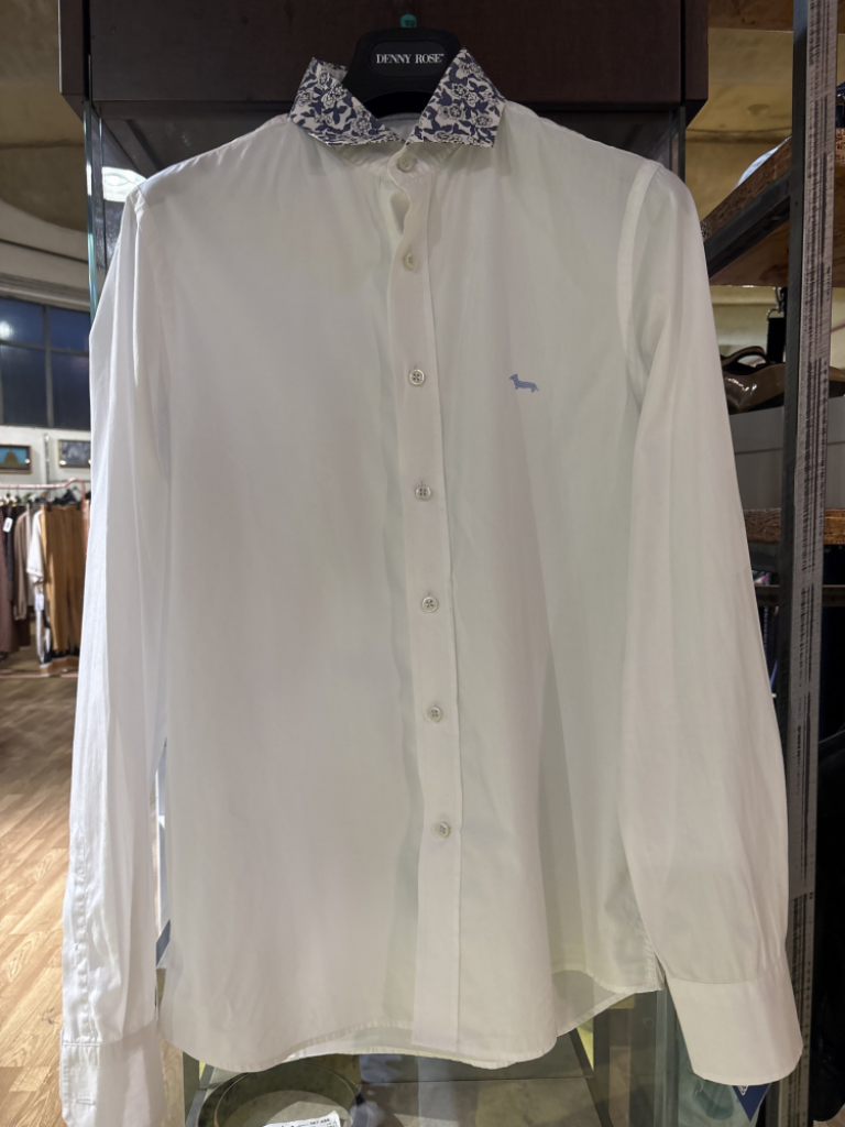 Mercatopoli CAMICIA U HARMONT&BLAINE BIANCA CON COLLO A FANTASIA FLOREALE BLU TG.42