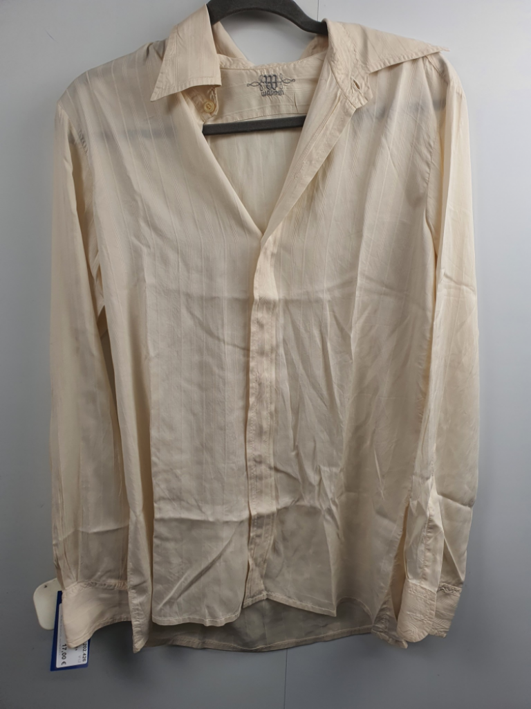 Mercatopoli Camicia Uomo Anni 70 Seta Colora Avorio Tg M