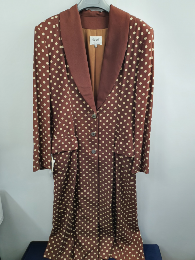 Mercatopoli Cappotto Primaverile Donna Anni 80 Stile Anni30 Color Cacao Pois Panna By Shock Tg 42