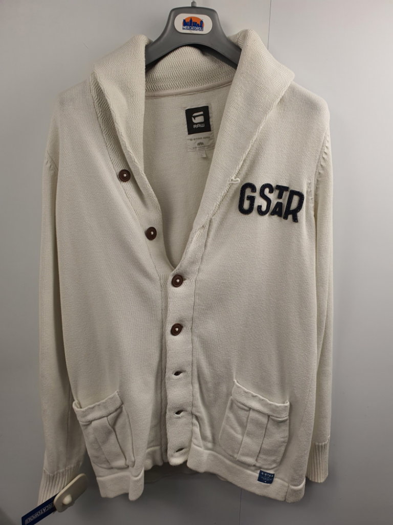 Mercatopoli Cardigan Uomo G.star Cotone Bianco Tg Xl Stile College Tg L