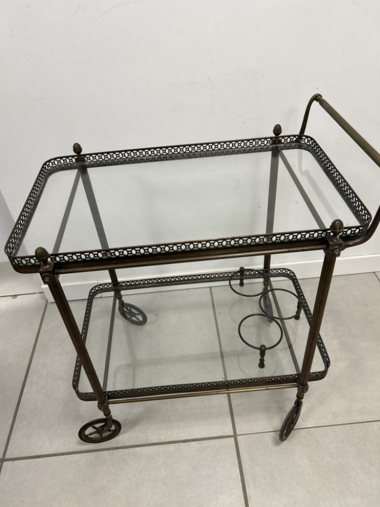 Mercatopoli Carrellino Vintage Ripiani Vetro Con Ruote