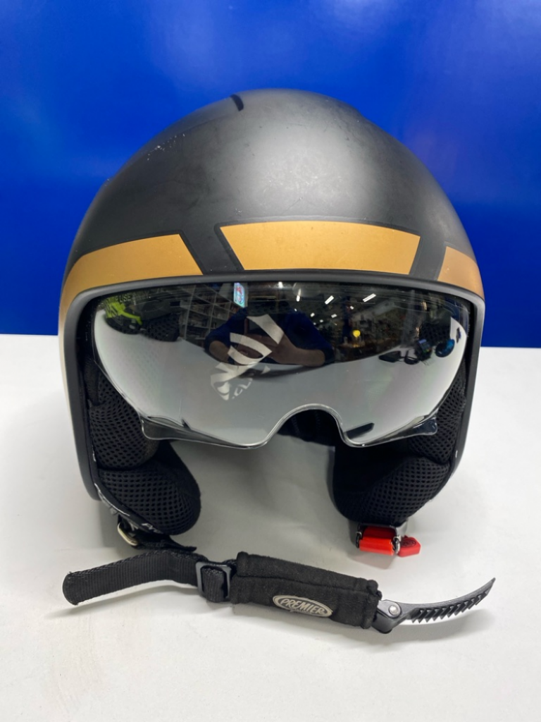 Mercatopoli Casco Moto Jet Custom Premier ROCKER LN 19 BM Nero Oro Opaco