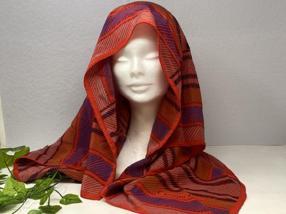 Mercatopoli CHRISTIAN DIOR Foulards Pura Seta Fantasia Optical Rosso Blu 77x77cm