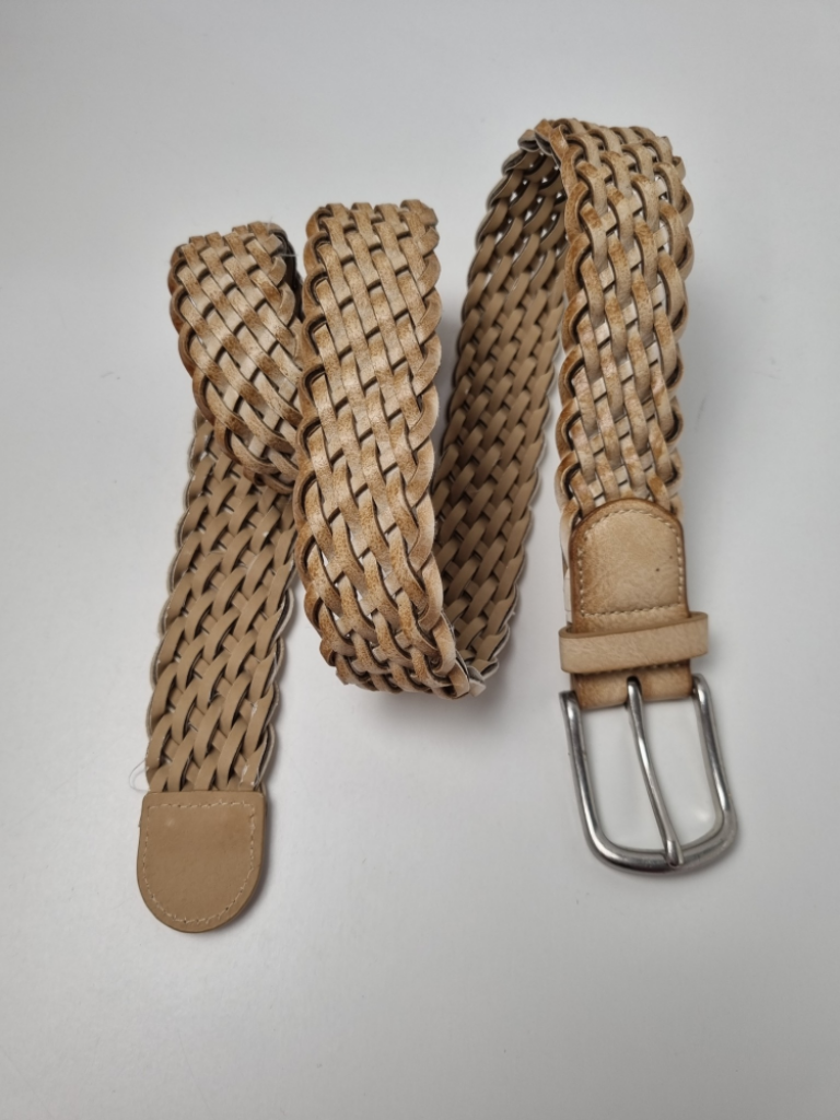 Mercatopoli Cintura Uomo Simil Pelle Beige Intrecciata Mis 100/105