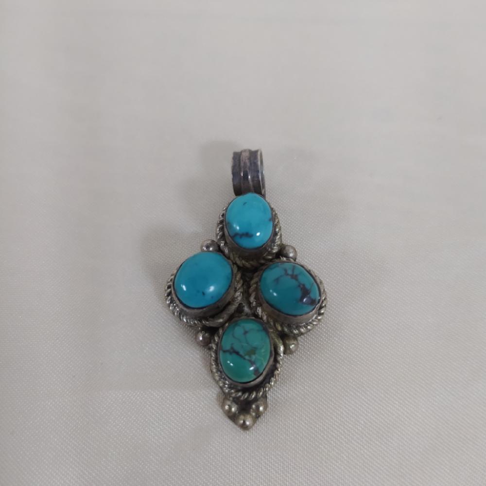 Mercatopoli Ciondolo Argento Indiano Pietre Turchesi