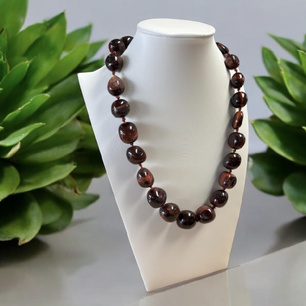 Mercatopoli COLLANA A GIRO CON PIETRE MARRONI E SFUMATURE