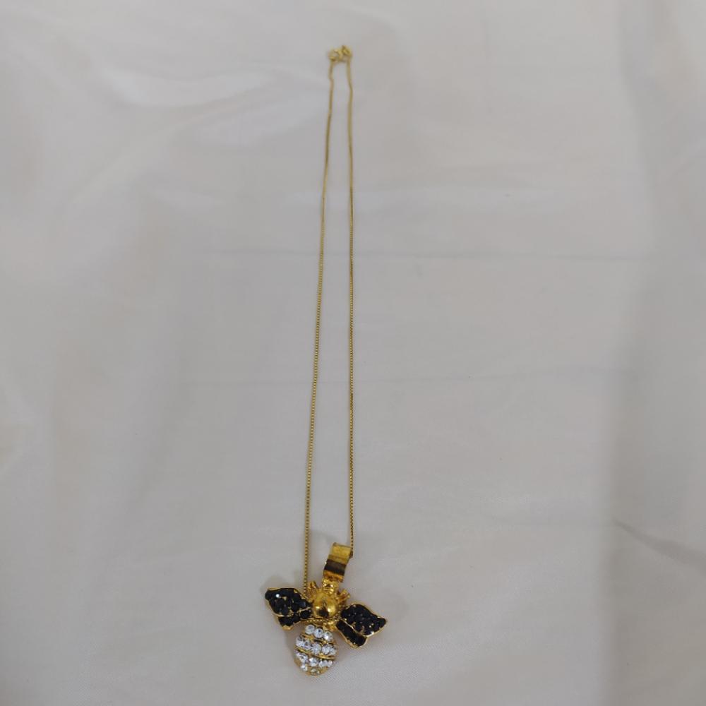 Mercatopoli Collana Argento 925 Placcato Oro + Ciondolo Calabrone Strass