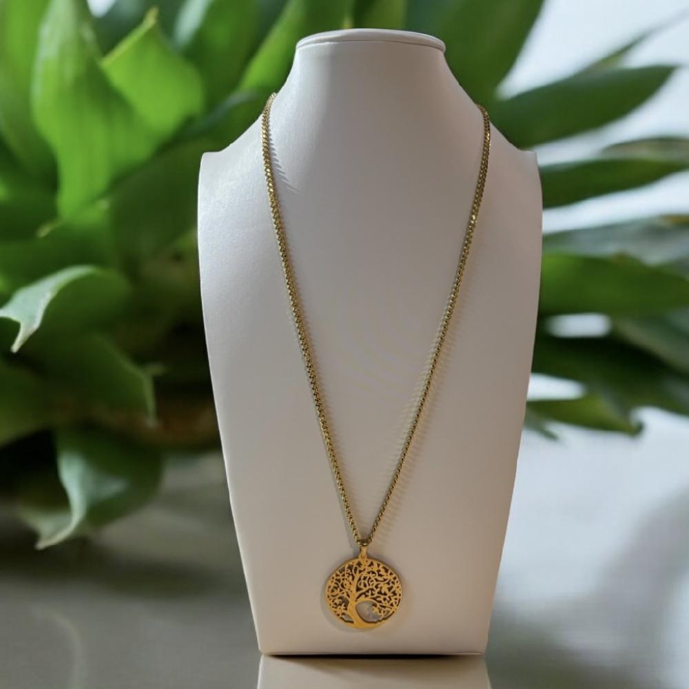Mercatopoli COLLANA DORATA IN ARGENTO CON MEDAGLIA ALBERO DELLA VITA