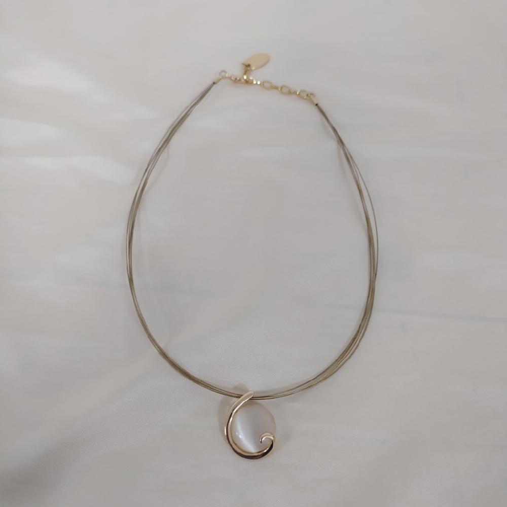 Mercatopoli Collier Multifilo Rigido Ciondolo Pietra Trasparente