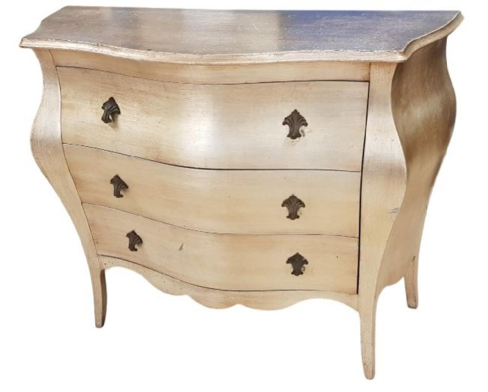 Mercatopoli Comò Bombato Colore Metallizzato 3 Cassetti L103 P42 H85cm