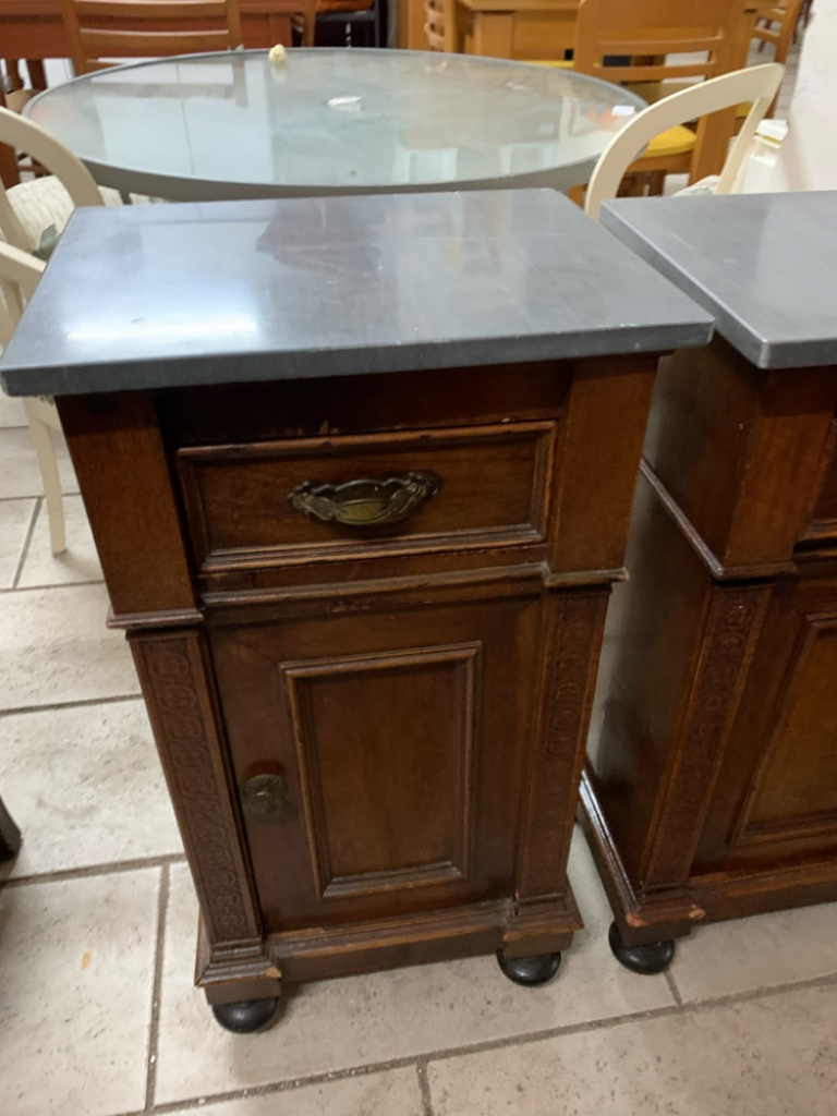 Mercatopoli COMODINO 800 MARMO GRIGIO E LEGNO INTARSIO 60/37 H67