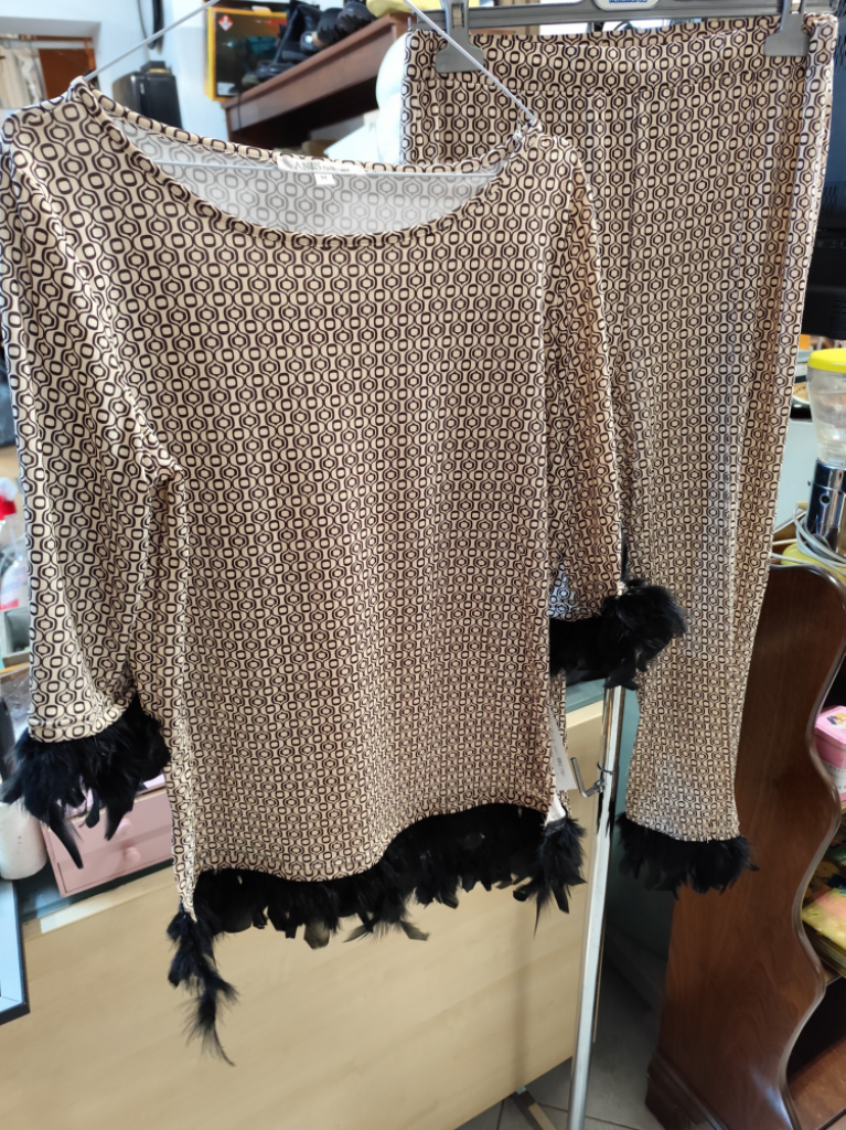 Mercatopoli Completo Anis Fantasia Beige E Marrone Con Piume Tg M