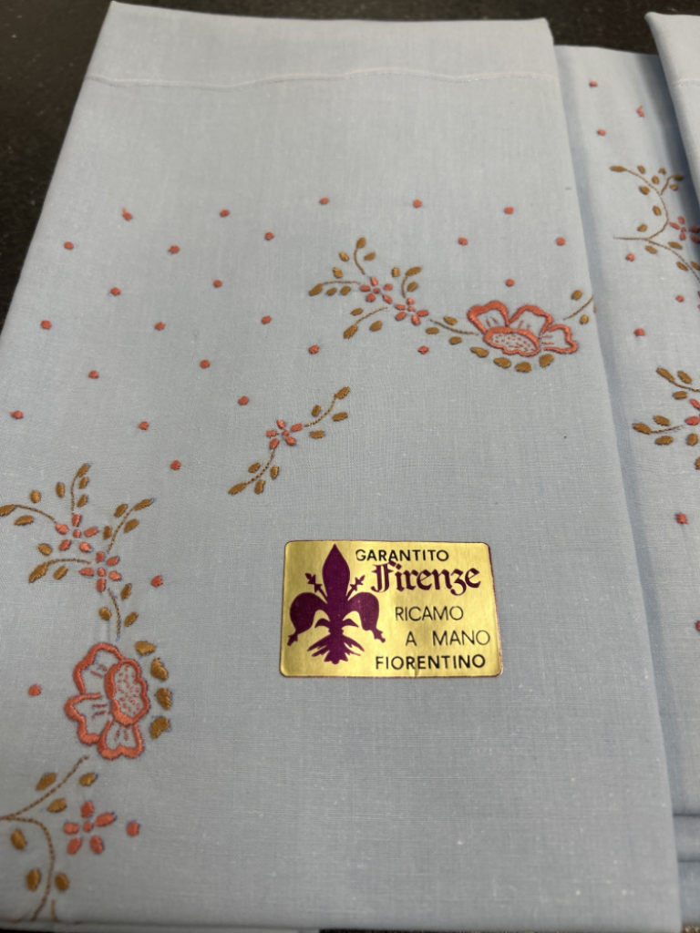 Mercatopoli Completo Lenzuola Azzurre Fiorellini Ricamati Con Pallini