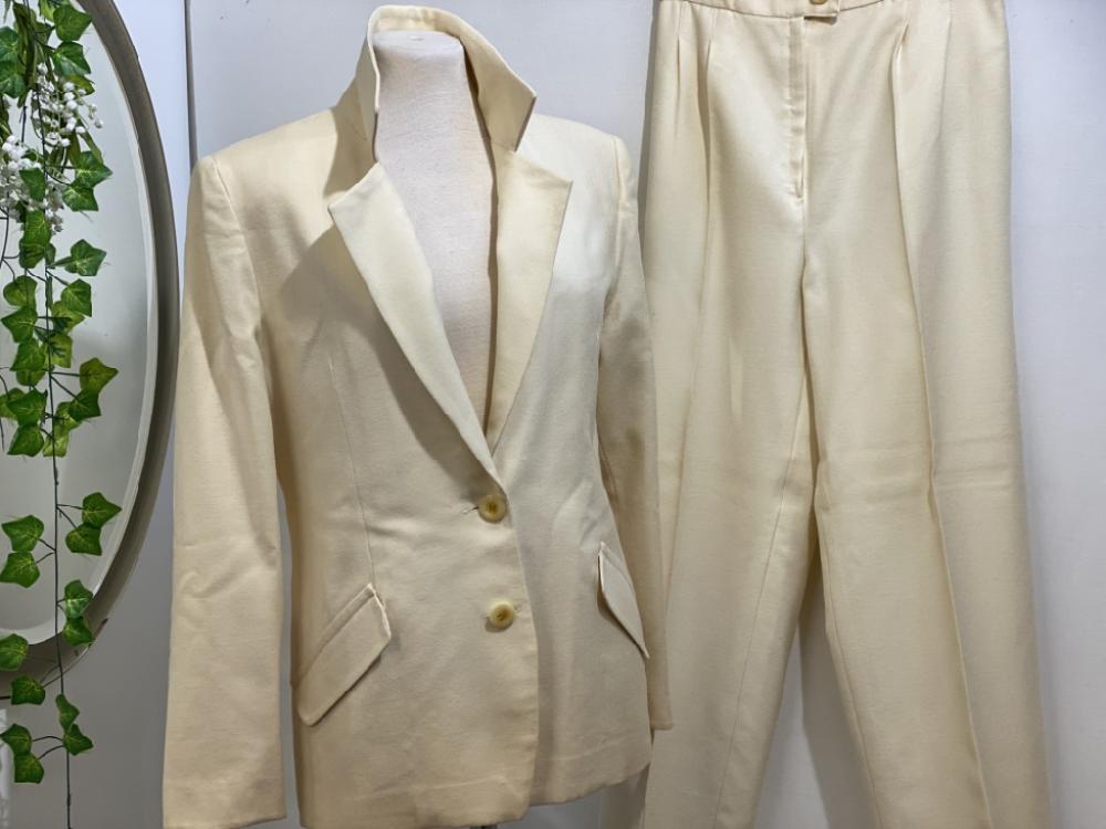 Mercatopoli Completo Panna Misto Lana Giacca E Pantalone Donna Tg 44