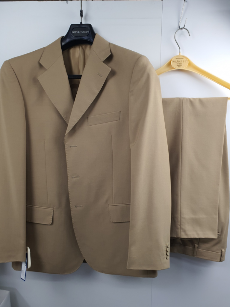 Mercatopoli Completo Vintage Uomo Beige Fresco Di Lana Tg 48 Giacca+ Pantalone