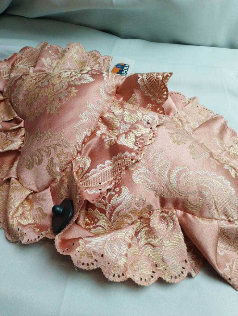 Mercatopoli Coppia Cuscino Cuore Tessuto Rosa Damascato