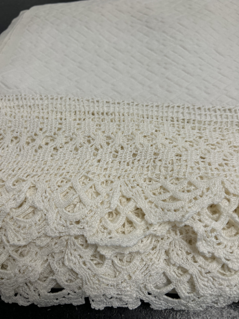 Mercatopoli Copriletto Matrimoniale Bianco Bordo Uncinetto