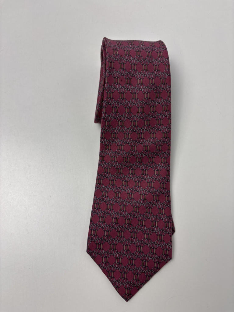 Mercatopoli Cravatta Hermès Seta Color Malva Fantasia Catene