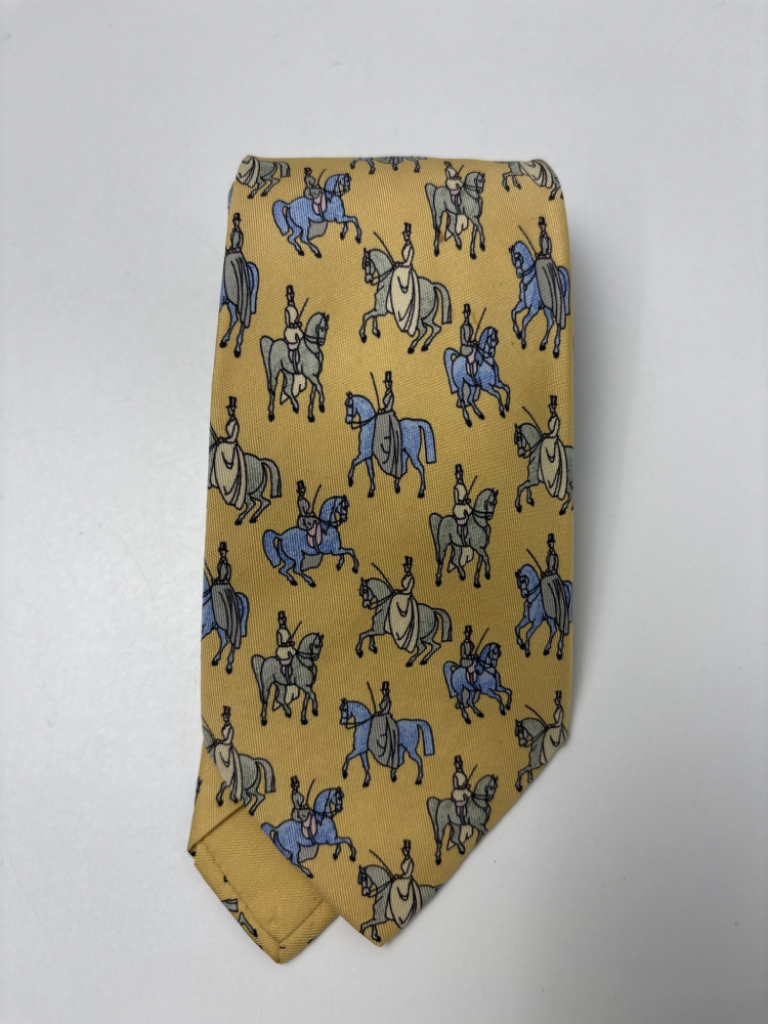 Mercatopoli Cravatta Hermès Seta Gialla Fantasia Cavalli