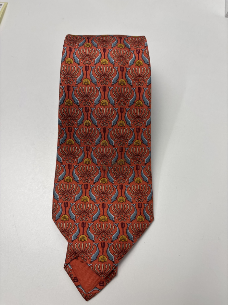 Mercatopoli Cravatta Hermès Vintage Color Salmone Fantasia Pesci Pesci