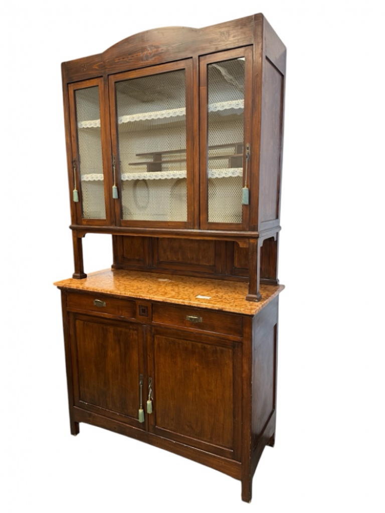 Mercatopoli Credenza Liberty Con Marmo E Alzata A Vetrina